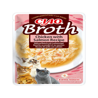 Churu Broth Sopa de Frango com Salmão saquetas para gatos – Multipack 12